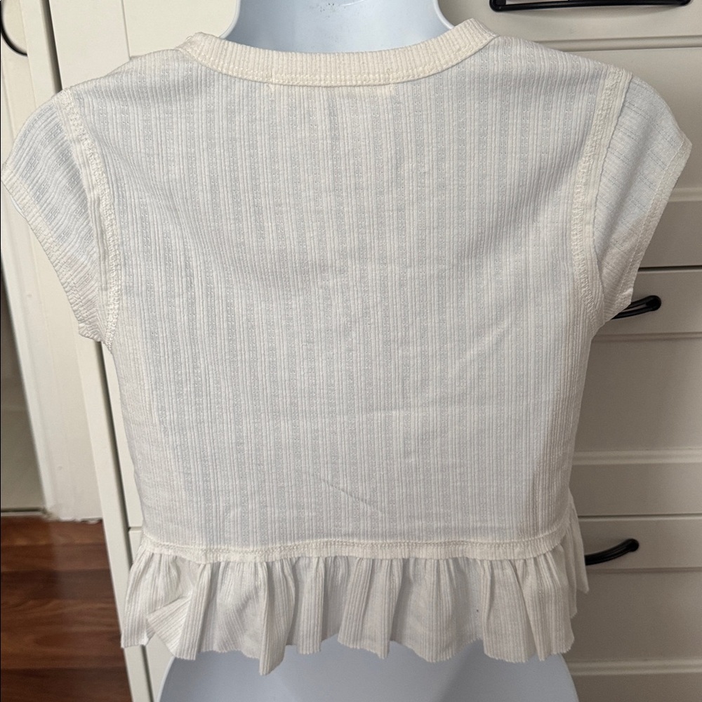 Altar'd State Cream Ruffle Hem Blouse - Picture 2 of 5